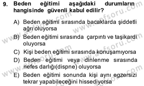 Sağlıklı Yaşam Dersi 2014 - 2015 Yılı Tek Ders Sınav Soruları 9. Soru