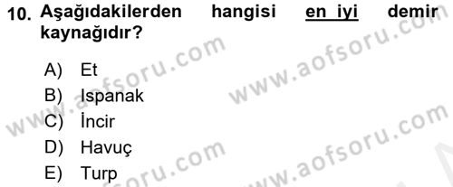 Sağlıklı Yaşam Dersi 2015 - 2016 Yılı (Vize) Ara Sınav Soruları 10. Soru