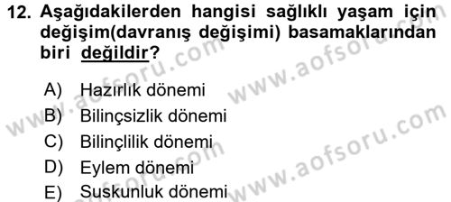 Sağlıklı Yaşam Dersi 2015 - 2016 Yılı (Vize) Ara Sınav Soruları 12. Soru