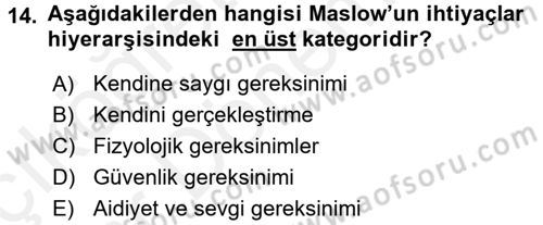 Sağlıklı Yaşam Dersi 2015 - 2016 Yılı (Vize) Ara Sınav Soruları 14. Soru