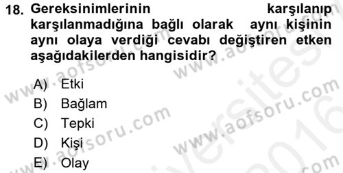 Sağlıklı Yaşam Dersi 2015 - 2016 Yılı (Vize) Ara Sınav Soruları 18. Soru