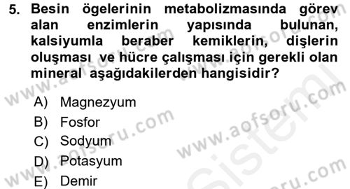 Sağlıklı Yaşam Dersi 2015 - 2016 Yılı (Vize) Ara Sınav Soruları 5. Soru