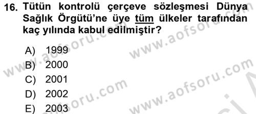 Sağlıklı Yaşam Dersi 2015 - 2016 Yılı (Final) Dönem Sonu Sınav Soruları 16. Soru