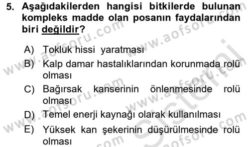 Sağlıklı Yaşam Dersi 2015 - 2016 Yılı (Final) Dönem Sonu Sınav Soruları 5. Soru