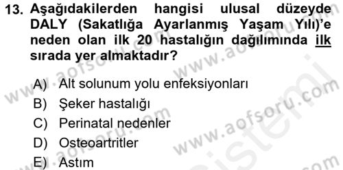 Sağlıklı Yaşam Dersi 2015 - 2016 Yılı Tek Ders Sınav Soruları 13. Soru