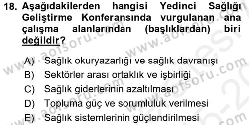 Sağlıklı Yaşam Dersi 2015 - 2016 Yılı Tek Ders Sınav Soruları 18. Soru