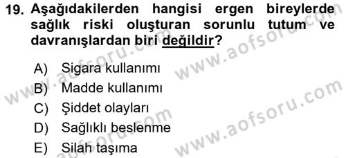 Sağlıklı Yaşam Dersi 2015 - 2016 Yılı Tek Ders Sınav Soruları 19. Soru