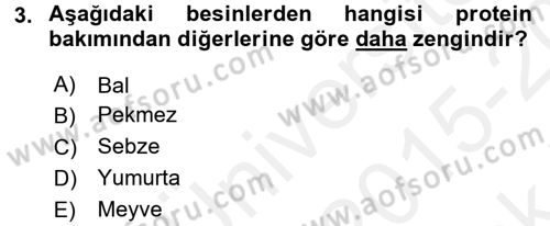Sağlıklı Yaşam Dersi 2015 - 2016 Yılı Tek Ders Sınav Soruları 3. Soru