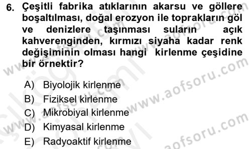 Sağlıklı Yaşam Dersi 2015 - 2016 Yılı Tek Ders Sınav Soruları 6. Soru