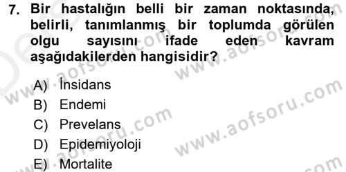 Sağlıklı Yaşam Dersi 2015 - 2016 Yılı Tek Ders Sınav Soruları 7. Soru