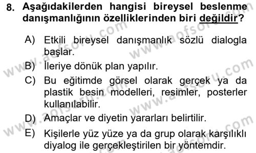 Sağlıklı Yaşam Dersi 2015 - 2016 Yılı Tek Ders Sınav Soruları 8. Soru