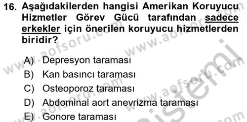 Sağlıklı Yaşam Dersi 2016 - 2017 Yılı 3 Ders Sınav Soruları 16. Soru