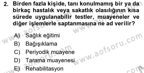 Sağlıklı Yaşam Dersi 2016 - 2017 Yılı 3 Ders Sınav Soruları 2. Soru