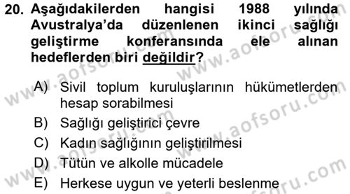 Sağlıklı Yaşam Dersi 2016 - 2017 Yılı 3 Ders Sınav Soruları 20. Soru