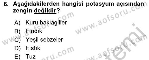 Sağlıklı Yaşam Dersi 2016 - 2017 Yılı 3 Ders Sınav Soruları 6. Soru