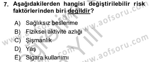 Sağlıklı Yaşam Dersi 2016 - 2017 Yılı 3 Ders Sınav Soruları 7. Soru