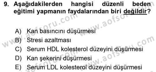 Sağlıklı Yaşam Dersi 2016 - 2017 Yılı 3 Ders Sınav Soruları 9. Soru