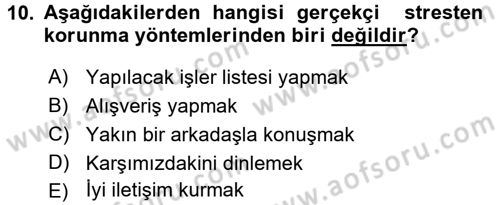 Sağlıklı Yaşam Dersi 2016 - 2017 Yılı (Vize) Ara Sınav Soruları 10. Soru