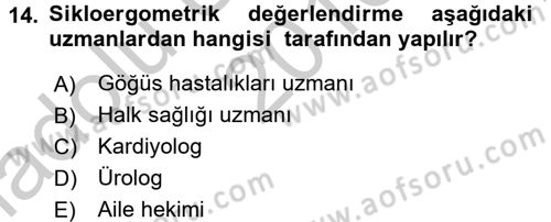 Sağlıklı Yaşam Dersi 2016 - 2017 Yılı (Vize) Ara Sınav Soruları 14. Soru