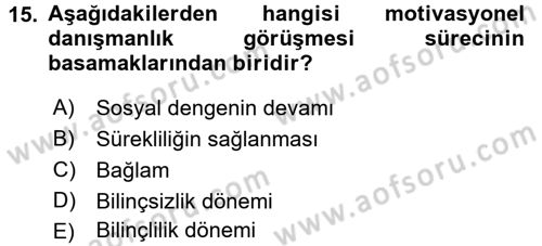 Sağlıklı Yaşam Dersi 2016 - 2017 Yılı (Vize) Ara Sınav Soruları 15. Soru
