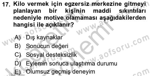 Sağlıklı Yaşam Dersi 2016 - 2017 Yılı (Vize) Ara Sınav Soruları 17. Soru