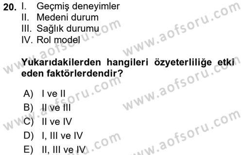 Sağlıklı Yaşam Dersi 2016 - 2017 Yılı (Vize) Ara Sınav Soruları 20. Soru