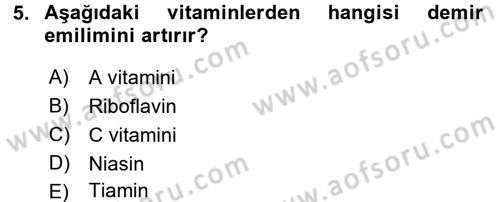 Sağlıklı Yaşam Dersi 2016 - 2017 Yılı (Vize) Ara Sınav Soruları 5. Soru