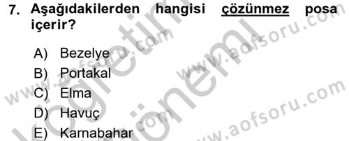 Sağlıklı Yaşam Dersi 2016 - 2017 Yılı (Vize) Ara Sınav Soruları 7. Soru