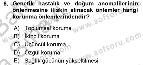 Sağlıklı Yaşam Dersi 2016 - 2017 Yılı (Vize) Ara Sınav Soruları 8. Soru