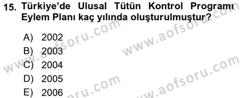 Sağlıklı Yaşam Dersi 2016 - 2017 Yılı (Final) Dönem Sonu Sınav Soruları 15. Soru