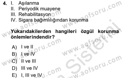 Sağlıklı Yaşam Dersi 2016 - 2017 Yılı (Final) Dönem Sonu Sınav Soruları 4. Soru