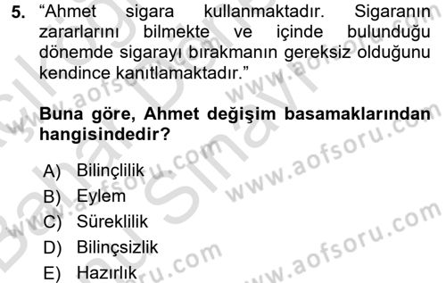 Sağlıklı Yaşam Dersi 2016 - 2017 Yılı (Final) Dönem Sonu Sınav Soruları 5. Soru