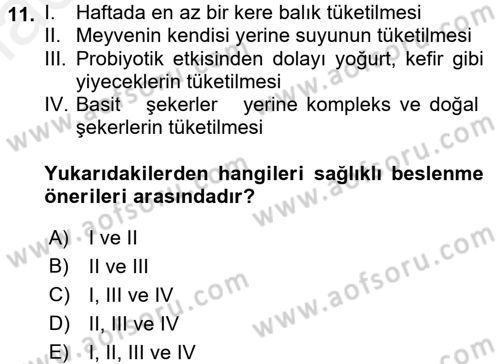 Sağlıklı Yaşam Dersi 2017 - 2018 Yılı 3 Ders Sınav Soruları 11. Soru