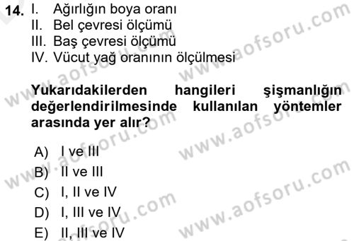 Sağlıklı Yaşam Dersi 2017 - 2018 Yılı 3 Ders Sınav Soruları 14. Soru