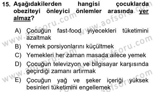 Sağlıklı Yaşam Dersi 2017 - 2018 Yılı 3 Ders Sınav Soruları 15. Soru
