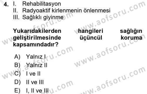 Sağlıklı Yaşam Dersi 2017 - 2018 Yılı 3 Ders Sınav Soruları 4. Soru