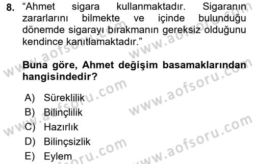 Sağlıklı Yaşam Dersi 2017 - 2018 Yılı 3 Ders Sınav Soruları 8. Soru