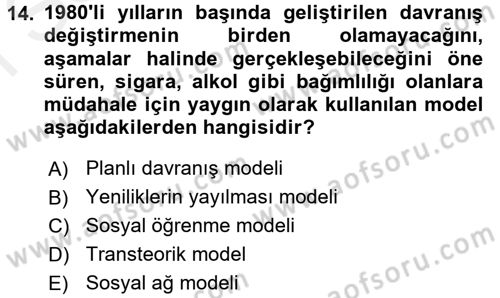 Sağlıklı Yaşam Dersi 2017 - 2018 Yılı (Final) Dönem Sonu Sınav Soruları 14. Soru
