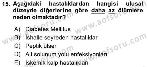 Sağlıklı Yaşam Dersi 2017 - 2018 Yılı (Final) Dönem Sonu Sınav Soruları 15. Soru