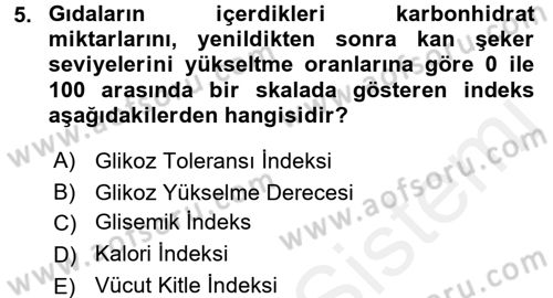 Sağlıklı Yaşam Dersi 2017 - 2018 Yılı (Final) Dönem Sonu Sınav Soruları 5. Soru