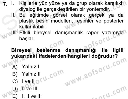Sağlıklı Yaşam Dersi 2017 - 2018 Yılı (Final) Dönem Sonu Sınav Soruları 7. Soru