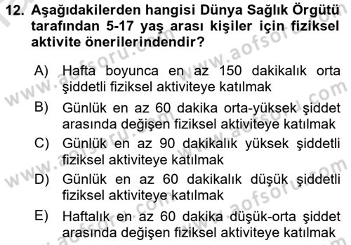 Sağlıklı Yaşam Dersi 2018 - 2019 Yılı 3 Ders Sınav Soruları 12. Soru