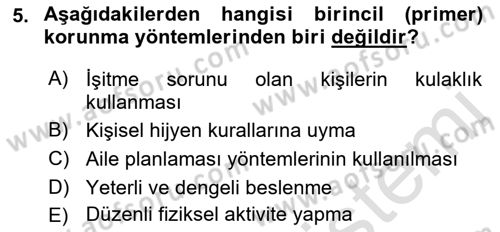 Sağlıklı Yaşam Dersi 2018 - 2019 Yılı 3 Ders Sınav Soruları 5. Soru