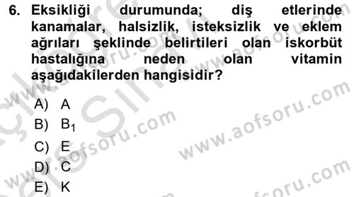 Sağlıklı Yaşam Dersi 2018 - 2019 Yılı 3 Ders Sınav Soruları 6. Soru