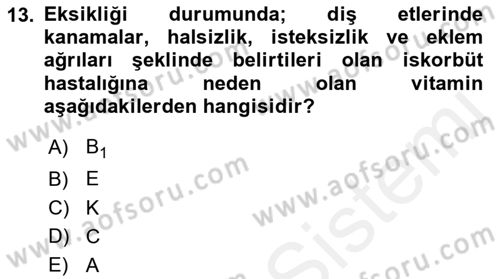 Sağlıklı Yaşam Dersi 2018 - 2019 Yılı (Vize) Ara Sınav Soruları 13. Soru