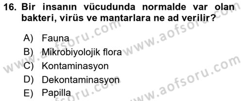 Sağlıklı Yaşam Dersi 2018 - 2019 Yılı (Vize) Ara Sınav Soruları 16. Soru