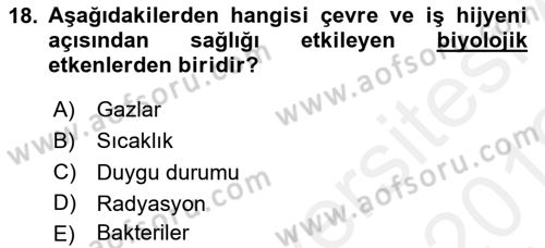 Sağlıklı Yaşam Dersi 2018 - 2019 Yılı (Vize) Ara Sınav Soruları 18. Soru