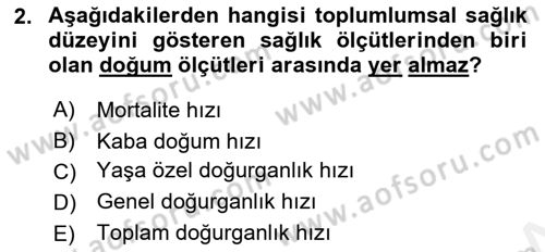 Sağlıklı Yaşam Dersi 2018 - 2019 Yılı (Vize) Ara Sınav Soruları 2. Soru