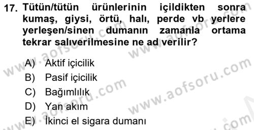 Sağlıklı Yaşam Dersi 2018 - 2019 Yılı (Final) Dönem Sonu Sınav Soruları 17. Soru