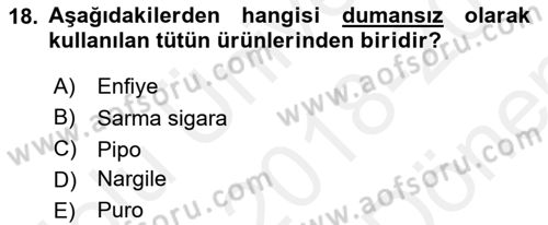 Sağlıklı Yaşam Dersi 2018 - 2019 Yılı (Final) Dönem Sonu Sınav Soruları 18. Soru